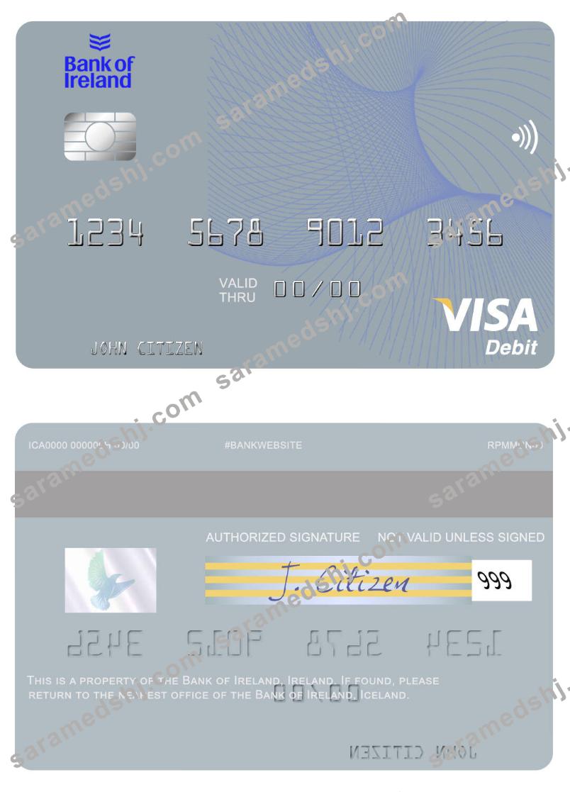 Ireland Bank of Ireland visa debit card